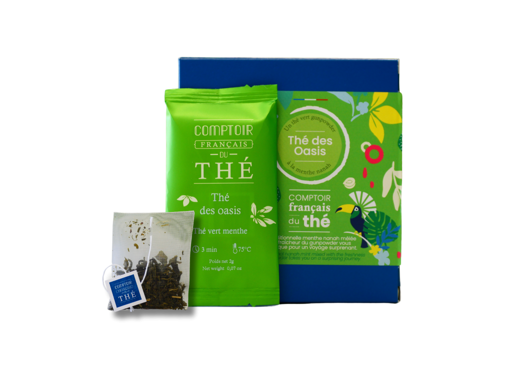 Thé vert Menthe des Oasis à la menthe Nanah boîte de 20 sachets